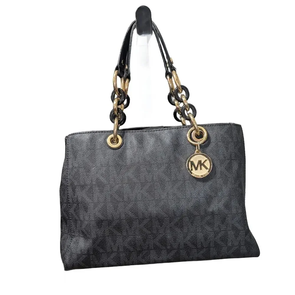 Michael Michael Kors Large Black Jet-Set Tote Coated Canvas Leather